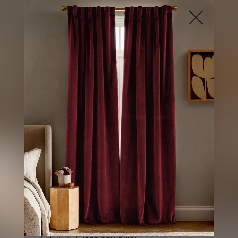 Quince Bordeaux Velvet Cotton Curtain Panel 48x84
